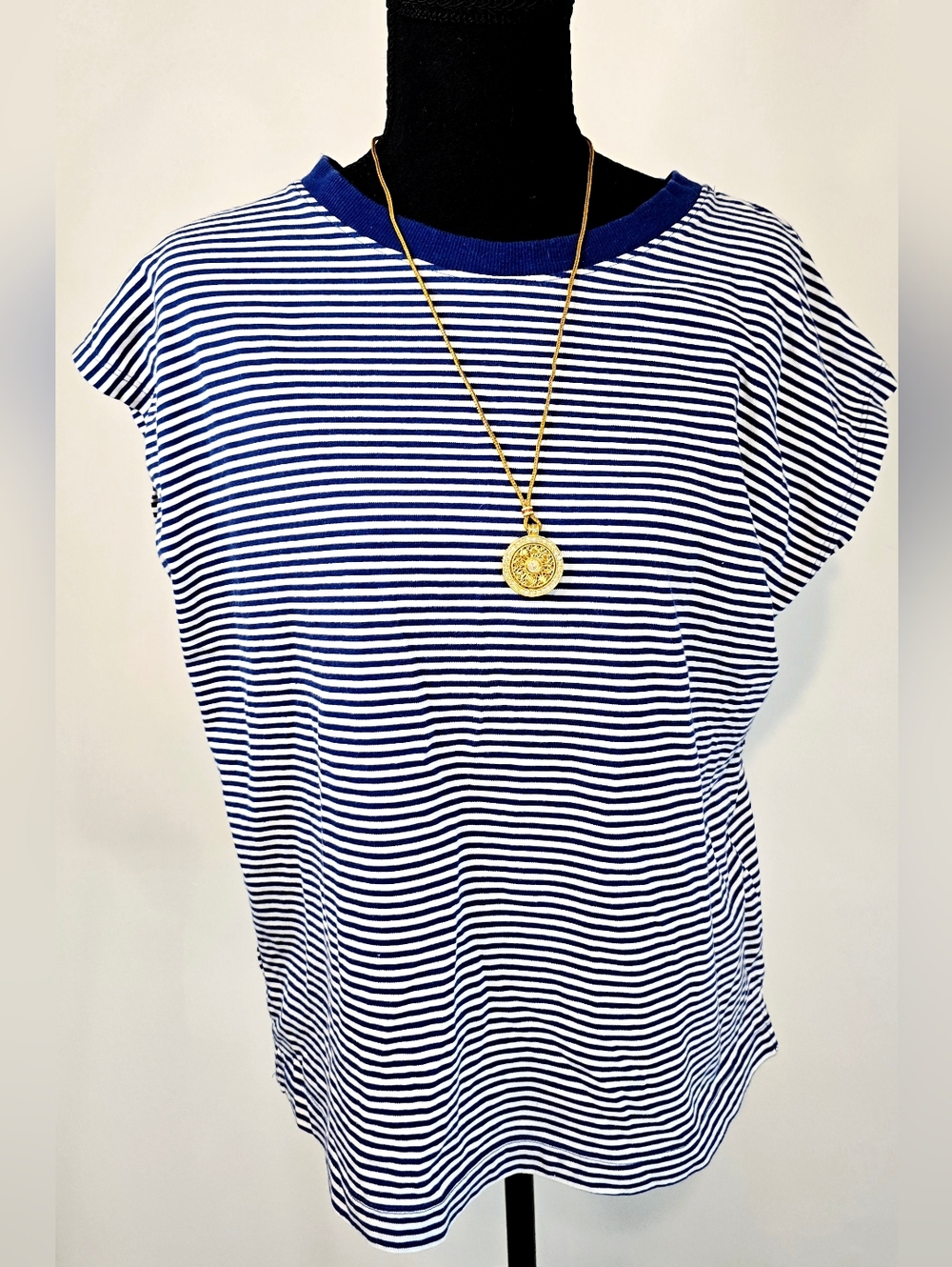 LOFT striped top blue white preppy nautical casual chic everyday - Picture 2 of 8